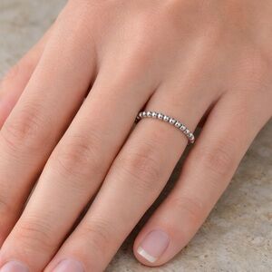 Pandora ALE 925 Sterling Silver String of Beads Stacking Ring